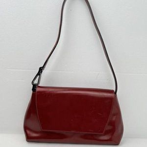 Vintage FRANCESCO BIASIA Italian Calf Leather Flap Satchel Handbag Maroon Red